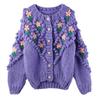 2023 Handmade Three-Dimensional Rose Pearl Button Cardigan for Women