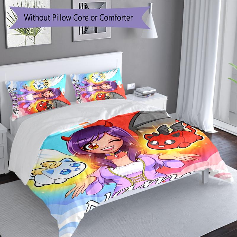 3pcs Custom Name Aphmau Set,Includes 1 Duvet Cover and 2 Pillowcases,All-season Bedroom Decor
