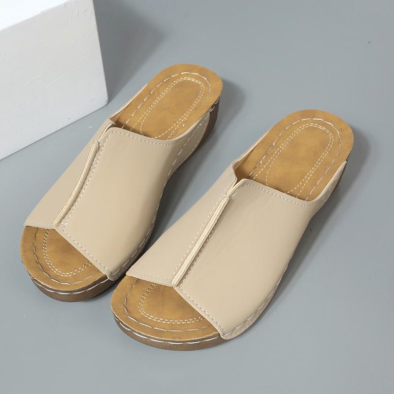 New women's summer slope heel platform slippers large size casual fashion simple fish mouth height