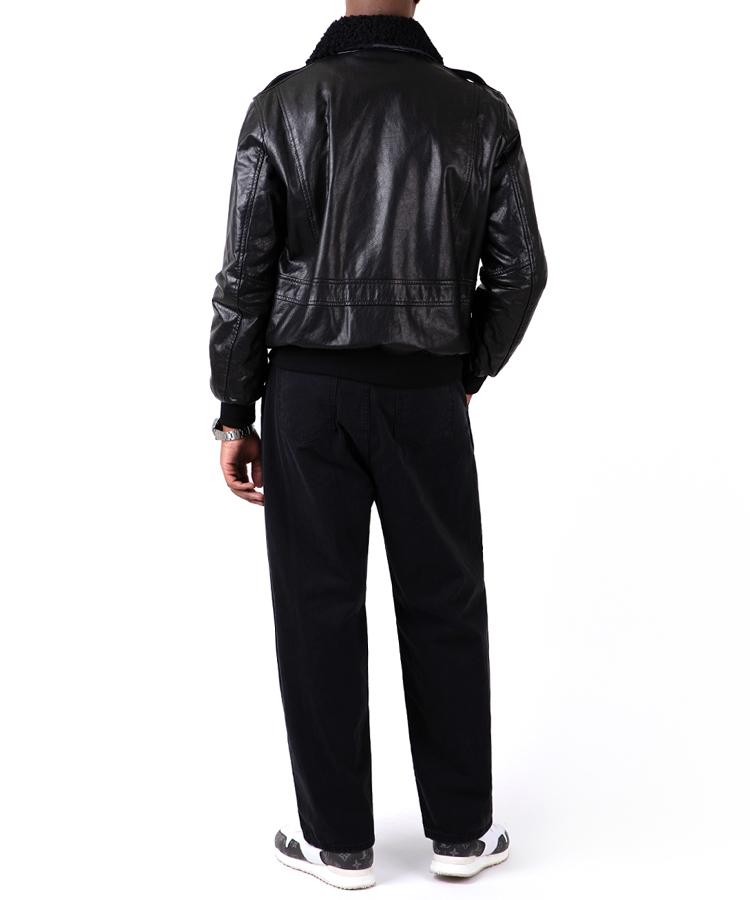 Strike Aviator Lambskin Bomber Jacket (Black)