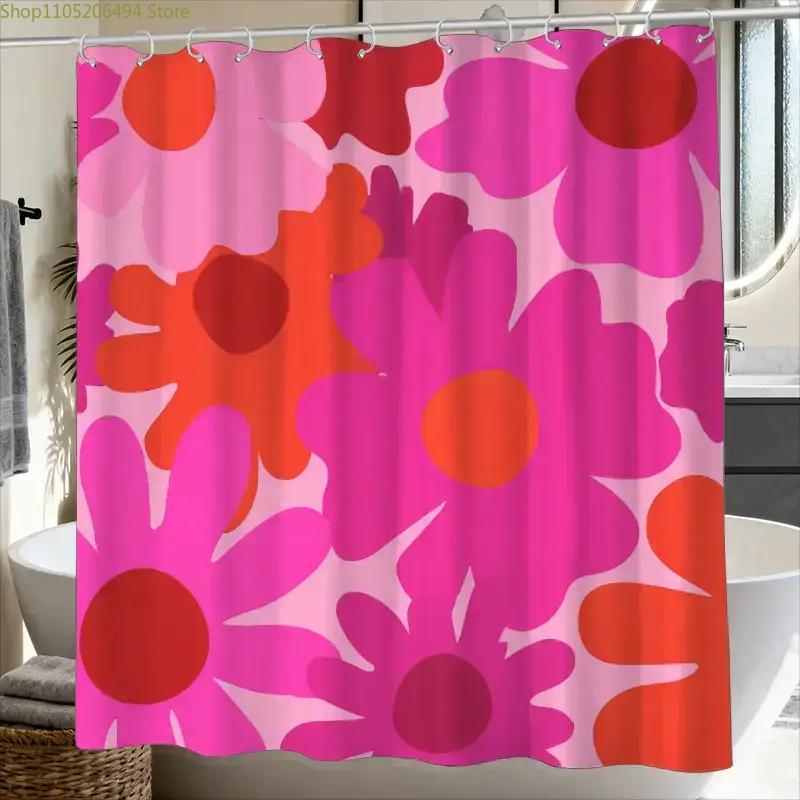 1 Rosa Party Duschvorhang | 180*180cm Satin Polyester, Ungefüttert, Inklusive 12 Haken, Ganzjahres-Heimdekoration