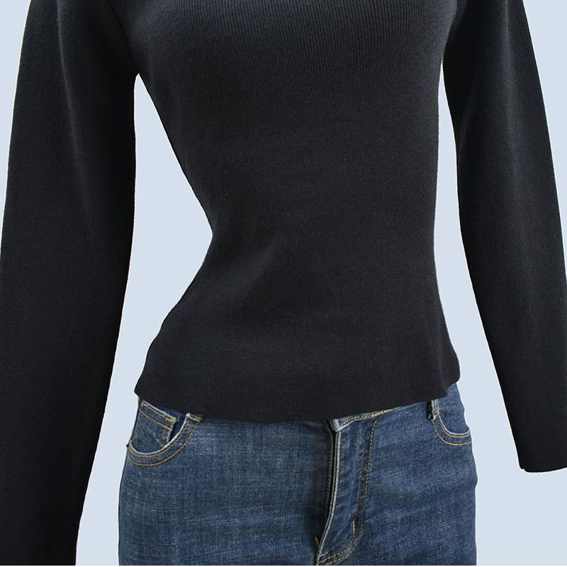 Core-Spun Yarn Soft Glutinous Knitting Mock Neck Sweater Women's Autumn and Winter Pure Color Minimalist Slim Fit Inner Wear Long Sleeves Tops