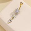 Stylish Octagonal Stainless Steel Belly Button Ring with Diamonds for Everyday Wear