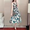 WTEMPO Summer Women's Large Size Dress Slim and Thin Floral Dress Waist-skimming Temperament Beach Dress Loose Print Floral Dress
