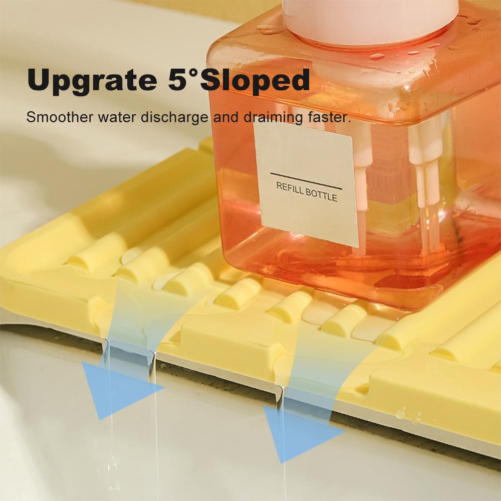 Kitchen Sink Splash Guard Reusable Silicone Draining Mat Fast Drying Stone Sink Tray Faucet Mat for Kitchen Sink