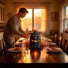 Halloween Pumpkin Lantern Resin Black Sculpture with LED Candle Spooky Figurine Tabletop Decor for Porch Haunted House Party