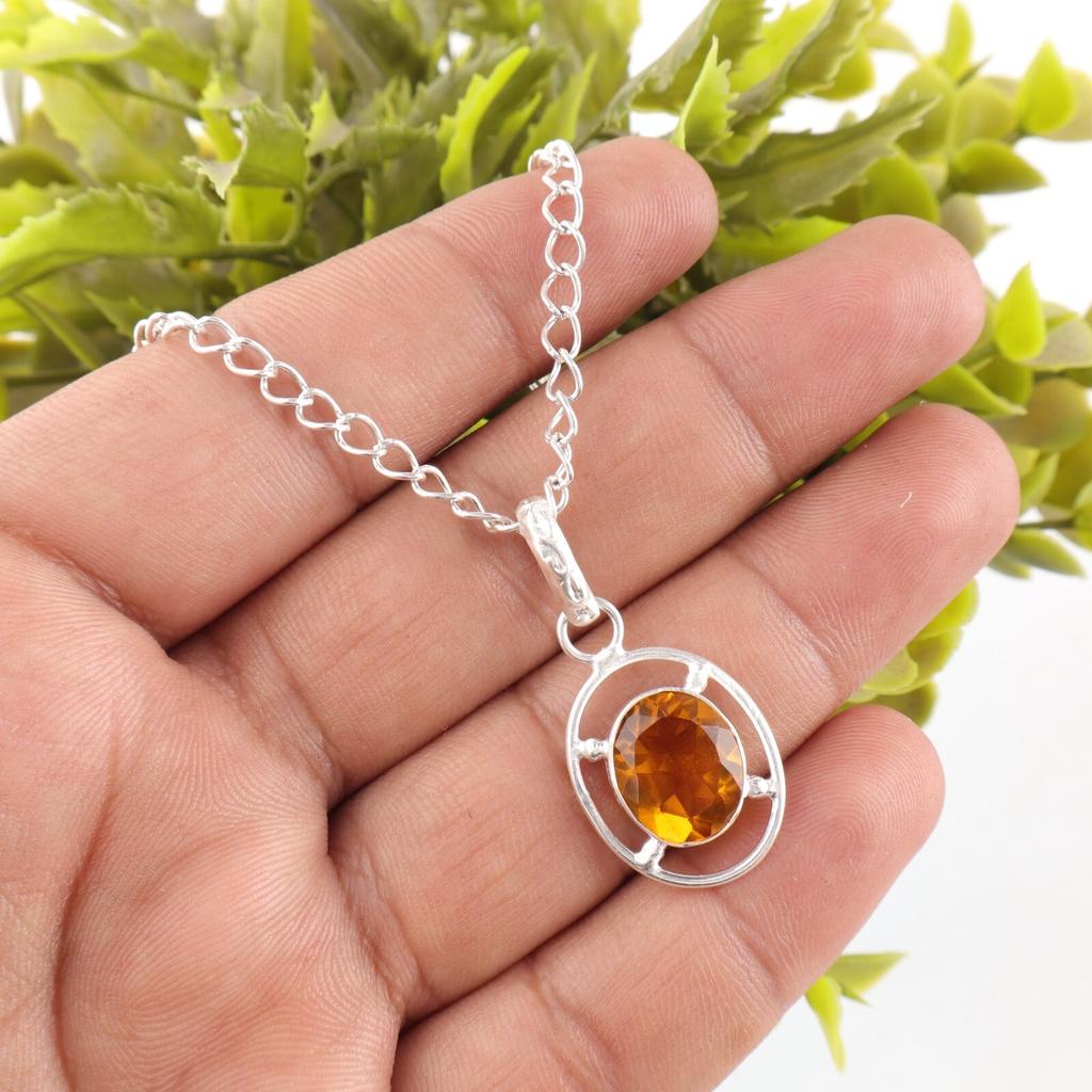 Natural Citrine Sterling Silver Daughter Gift Friendship Day New Pendant Jewelry PP-6-5