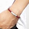 QIKU Fashion Mens Braided Leather Bracelet Black/Brown/Red Stainless Steel Retro Simple Bangle Jewelry Christmas Gift