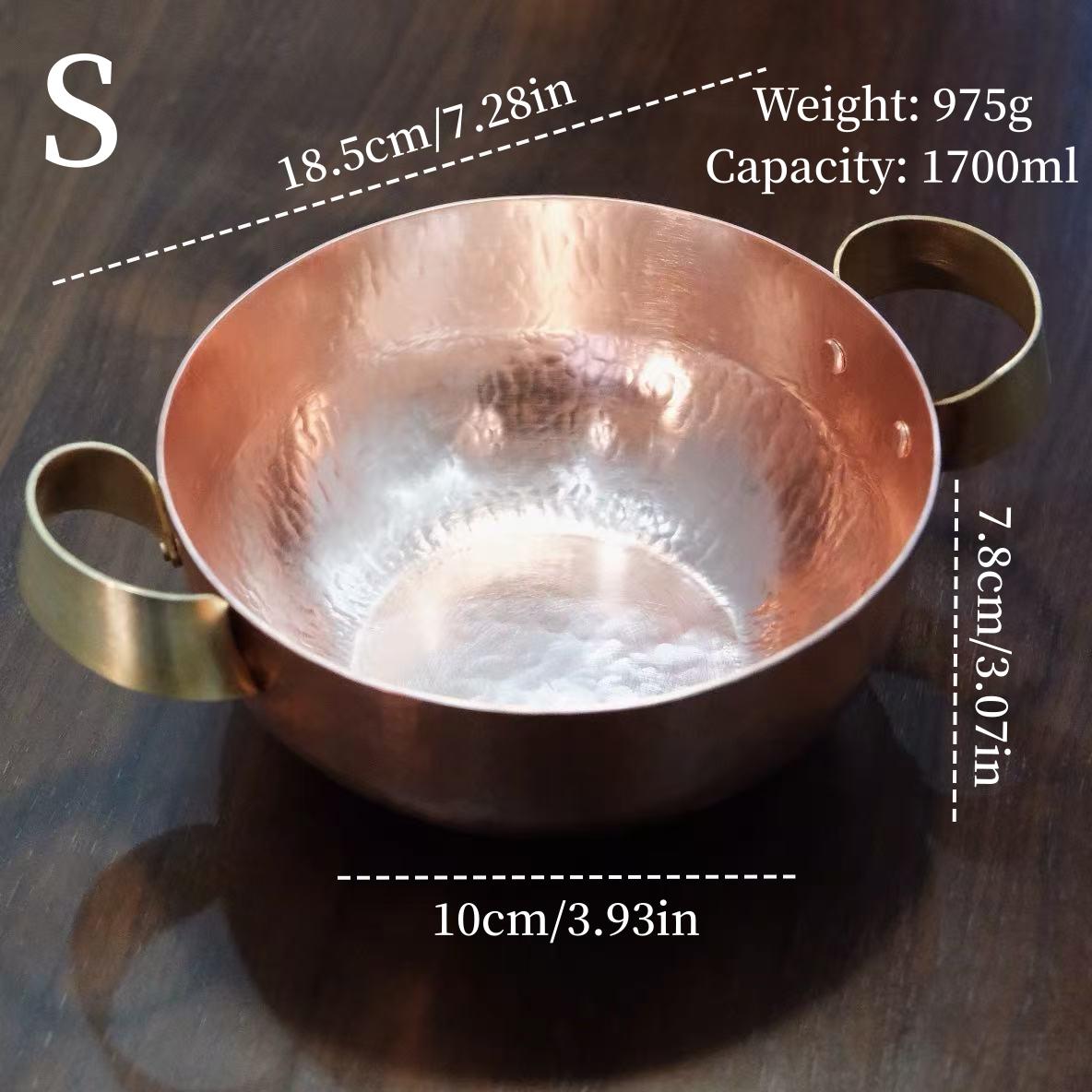 

Vintage Copper Pot,Thickened Hot Pot Cooking Utensil Simmering and Pasta Stewing,Handcrafted Hammer Texture Brass Handles Pot