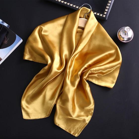 90cm Solid Colors Neckerchief Hijab Scarf For Women Soft Satin Headband Hair Scarves Female Square Shawls Head Scarfs For Ladies