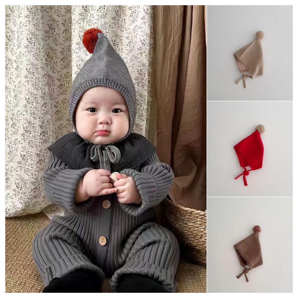 Baby Pom-Pom Knit Hat with Ear Protection - Cute Korean Autumn/Winter Style