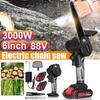 6 Inches 88V 3000W Mini Electric Chain Saw With 1/2Pcs Battery Rechargeable Woodworking Pruning Saw One-handed Garden 3000W