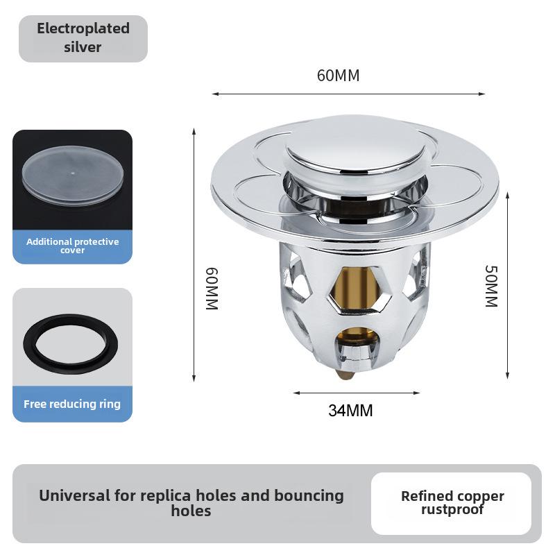 Universal Leak-Proof Brass Pop-Up Bathroom Sink Stopper