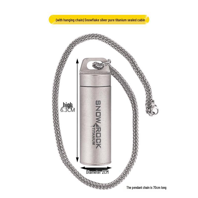 Pure Titanium Waterproof Capsule: Portable, Sealed, Ice Flower Design for Outdoor Camping & First Aid.