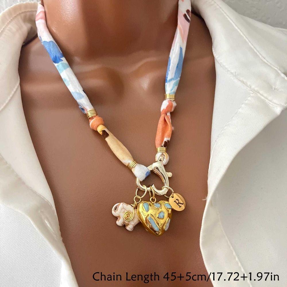 Stainless Steel Cloth Wrap Scarf Necklace Bohemian Beaded Necklace New Charm Pendant
