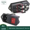Three-in-One AC01A 10A C13 Connector Fuse Switch with Angled Pins, Vertical Black Male Power Socket.
