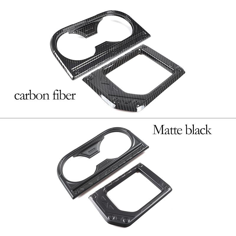 ABS Carbon Fiber For Toyota Tundra 2014-2025 Car Center Control Shift Panel Water Cup Decorative Frame Stickers Car Accessories