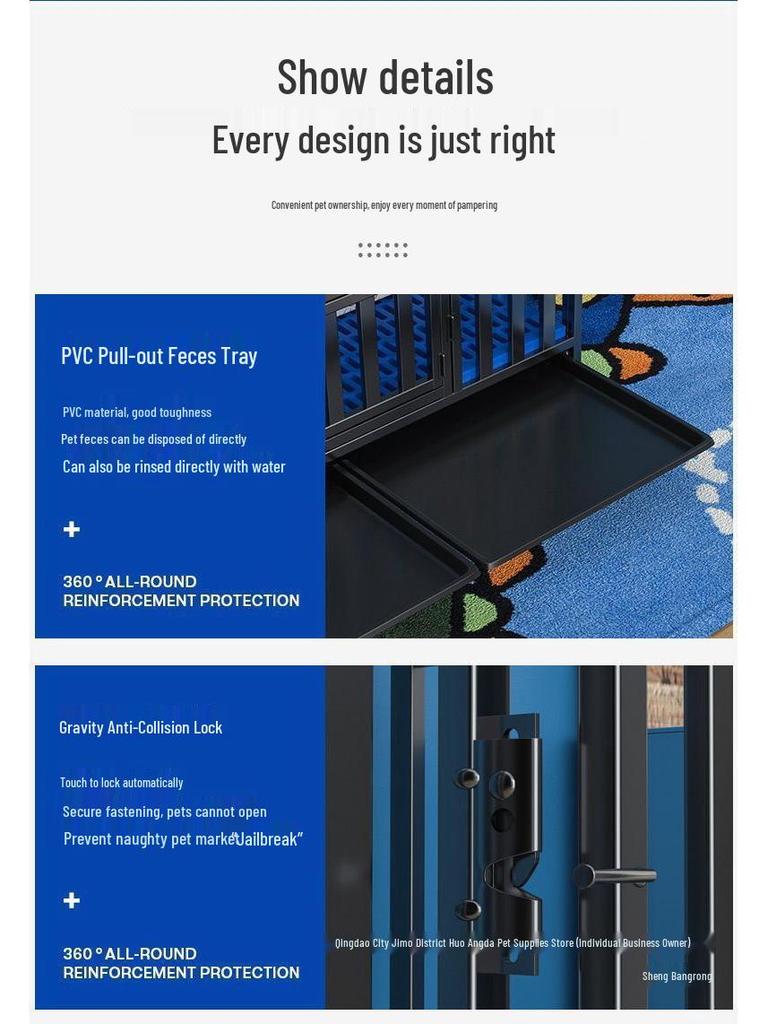 Large & Medium Breed Dog Cage with Toilet Separation for Indoor/Outdoor Use - Suitable for Golden Retrievers, Labradors, and More