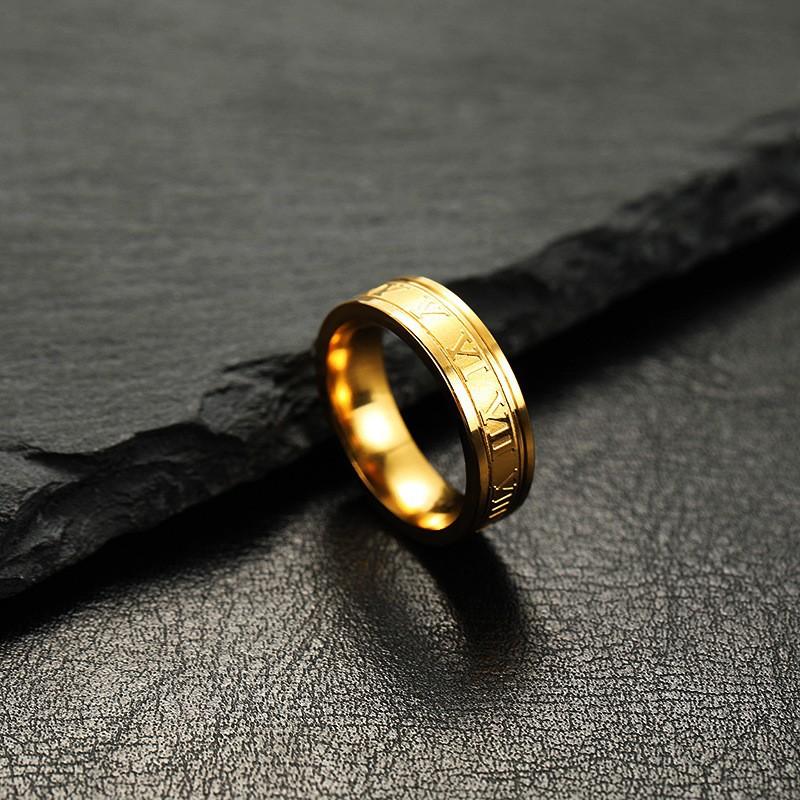 Inel Nou din Oțel Titan Turnat Tridimensional Inel pentru Bărbați Simplu Placat cu Aur de 18k Set Bijuterii din Oțel Inoxidabil Fabrică
