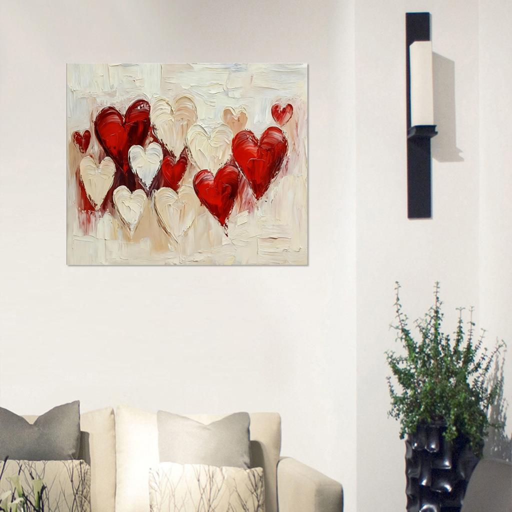 Valentine's Day Framed Canvas Wall Decoration, Heart Canvas Painting, Suitable For Living Room, Bedroom, Sweet Valentine's Day Picture Artwork