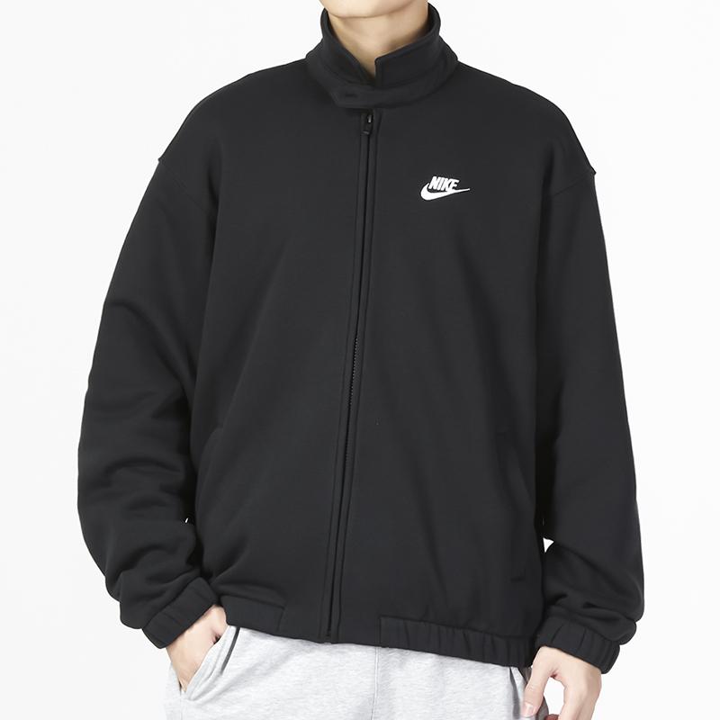 Nike Solid Color Logo Sport Casual Stand Collar Jacket Men Jackets Black DX0540-010