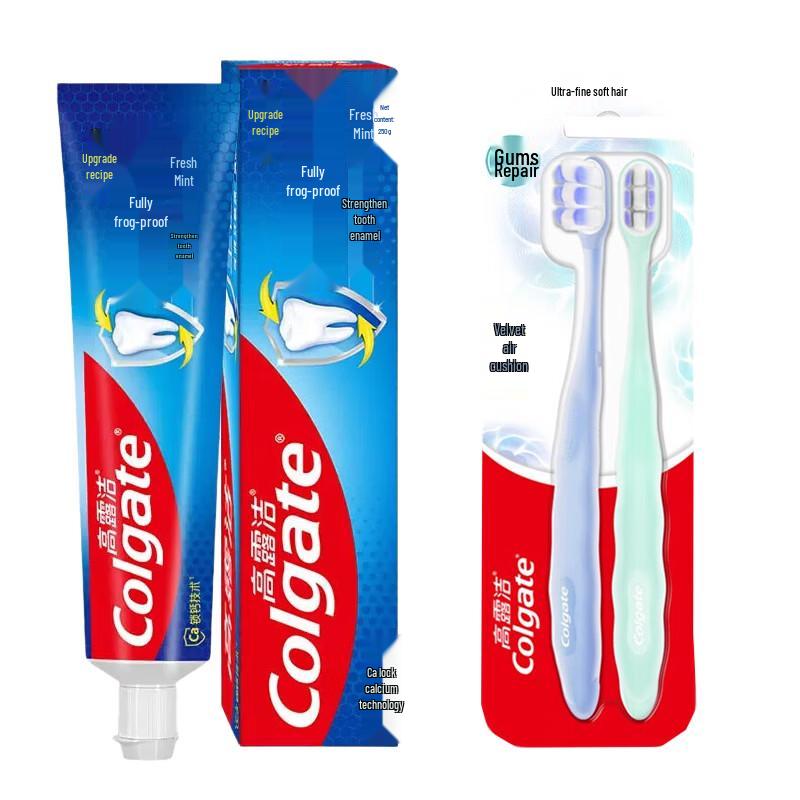 Colgate Total Anti-Cavity Fresh Mint Toothpaste & Velvet Toothbrush Set