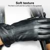 Men Leather Gloves Winter Warm Full-Finger Sports Gloves Touchscreen-Compatible Windproof Cycling Gloves for Outdoor Work Running Errands