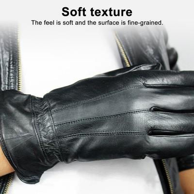 Herren Lederhandschuhe Winter Warm Vollfinger Sporthandschuhe Touchscreen-kompatibel Winddicht Radhandschuhe für Outdoor-Arbeit Besorgungen erledigen