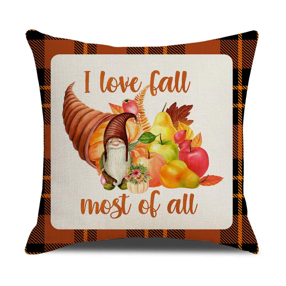 Autumn Harvest Pumpkin Print Pillow Cover Sofa Office Linen Cushion Cover Home Furnishings