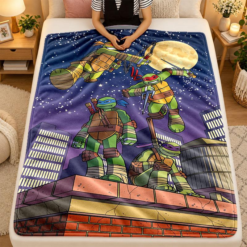 Flannel BlanketTeenage Mutant Ninja Turtles Warm Soft Throw Blanket for Indoor Sofa Bed Living Room Use
