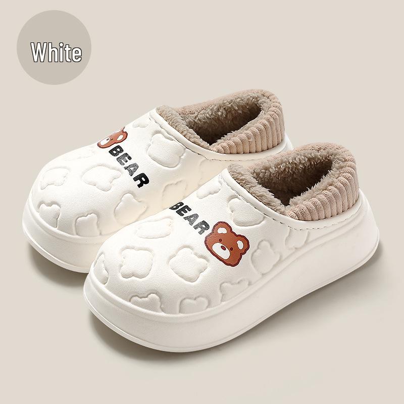 Women's Closed-Heel Waterproof Cotton Slippers - Non-Slip, Warm, Thick-Soled for Indoor Use, Autumn & Winter