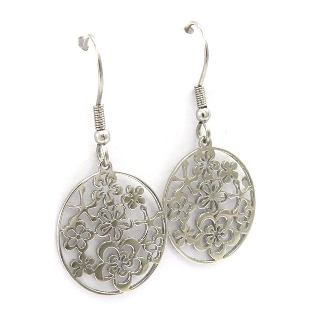 Altesse [K6025] - Boucles acier 'Flora' argenté