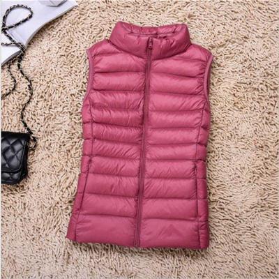 Autunno Inverno Donna Stand Collor Tinta unita Senza maniche Cerniera Gilet leggero leggero sottile M-4XL