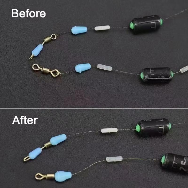100Pcs/Lot Anti-Tangling Rubber Fishing Float Blue Oval Stopper Fishing Float Space Beans Seatool Fishing Bobber Accessories