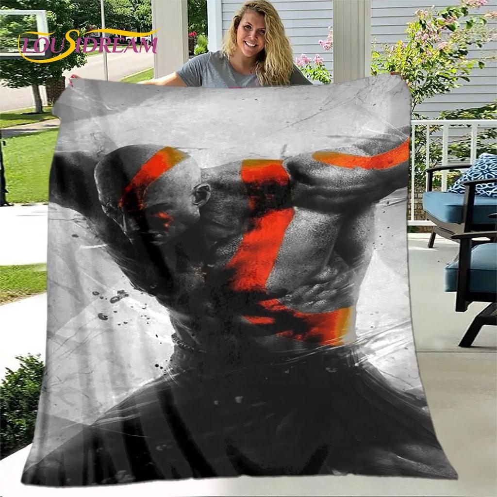 God of War Spiel Spieler Weiche Plüschdecke, Flanelldecke Überwurfdecke für Wohnzimmer Schlafzimmer Bett Sofa Picknick Abdeckung Bettdecke