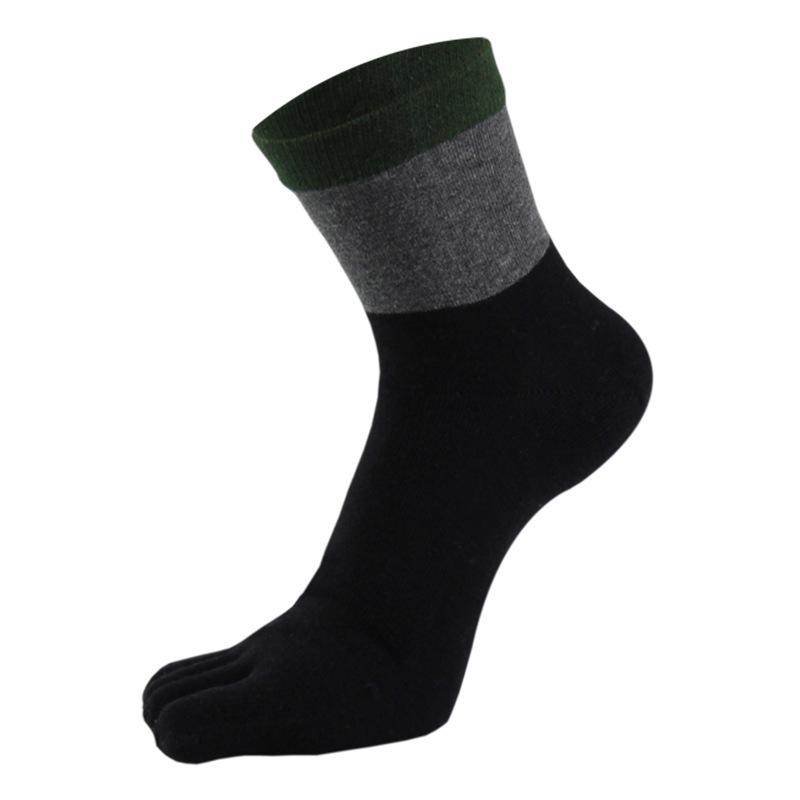 Men's Cotton Five-Toe Socks, Sweat-Absorbing, Mid-Calf, Suitable for All Seasons