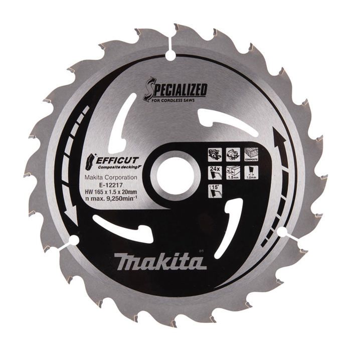 Makita E-12217 Circular Saw Blade 165 X 20 X 1.5 Mm Number of Teeth: 24 1 Pc(s)