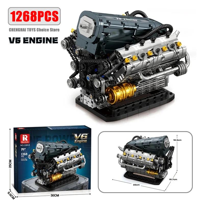 High-Quality 1268Pcs High-Quality V6 High-Quality Engine High-Quality Building High-Quality Blocks High-Quality Mechanical High-Quality Motor