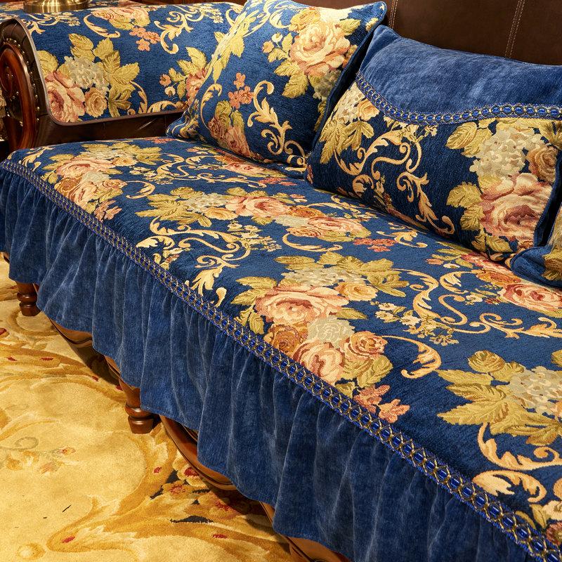 Klassieke Jacquard Bankhoes Retro Luxe Anti-Slip Sliphoes Woonkamer Bankkussen Meubel Beschermhoes Bankkussen Handdoek 65x70cm 1pc