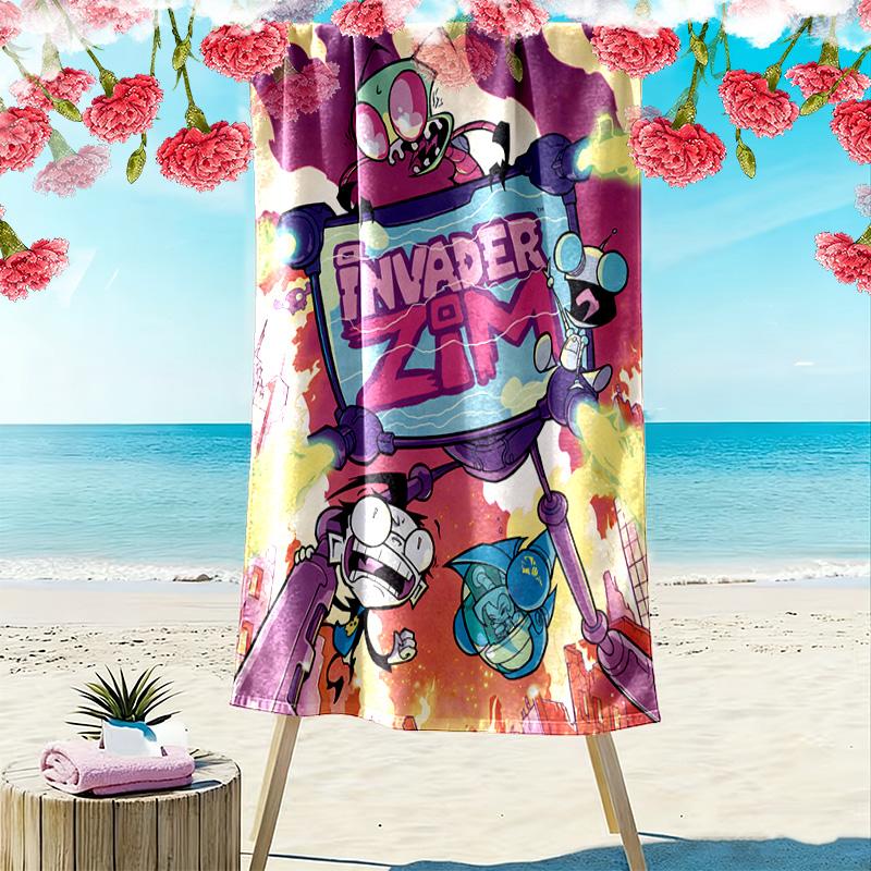 Invader Zim 2D Flat Print Beach Towel, Large Soft Quick Dry Towel for Beach Camping SwimmingXSTJ0915472