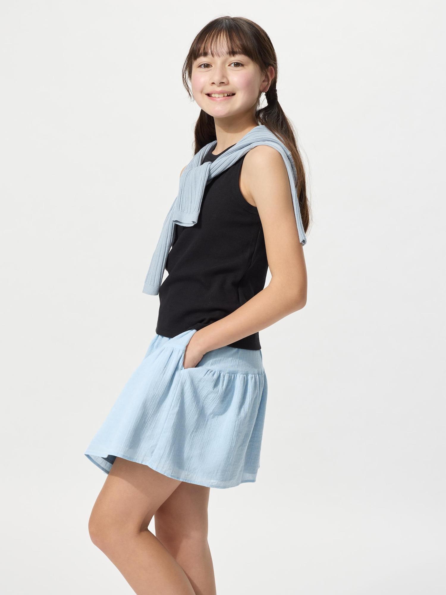 

Uniqlo Japan Girls Tiered Mini Coat 61 BLUE/120