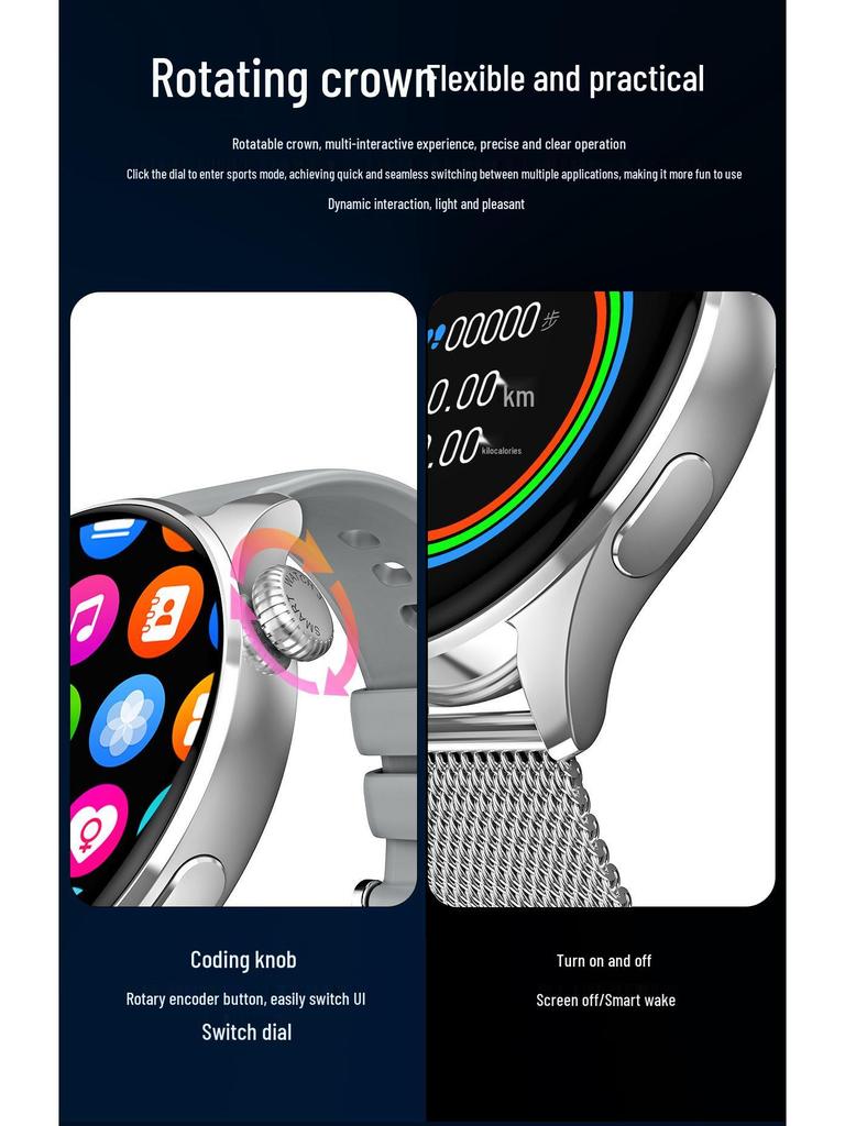 Smartwatch Pro 1.45\" Round Screen: Sport, Bluetooth Calling, NFC, Heart Rate, Alipay Enabled
