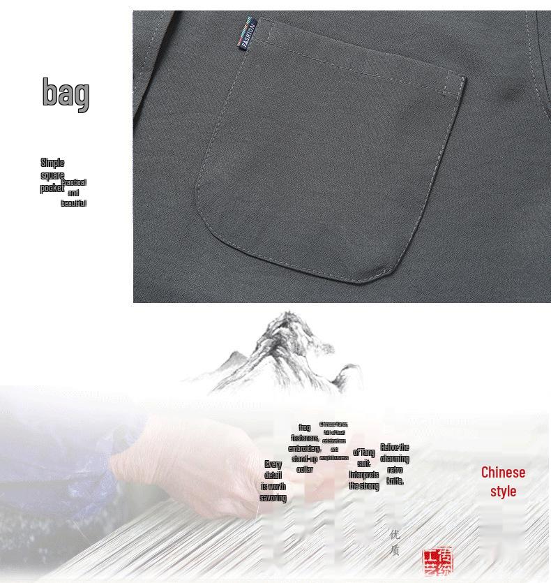 Men's Chinese Style Tang Suit Grandpa Shirt & Pants Set - Ethnic Hanfu for Middle-Aged & Elderly