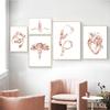 Heart Stethoscope EKG Flower Medical Posters Prints Doctor Gift Wall Art Pictures Canvas Painting For Cardiologist Office Decor