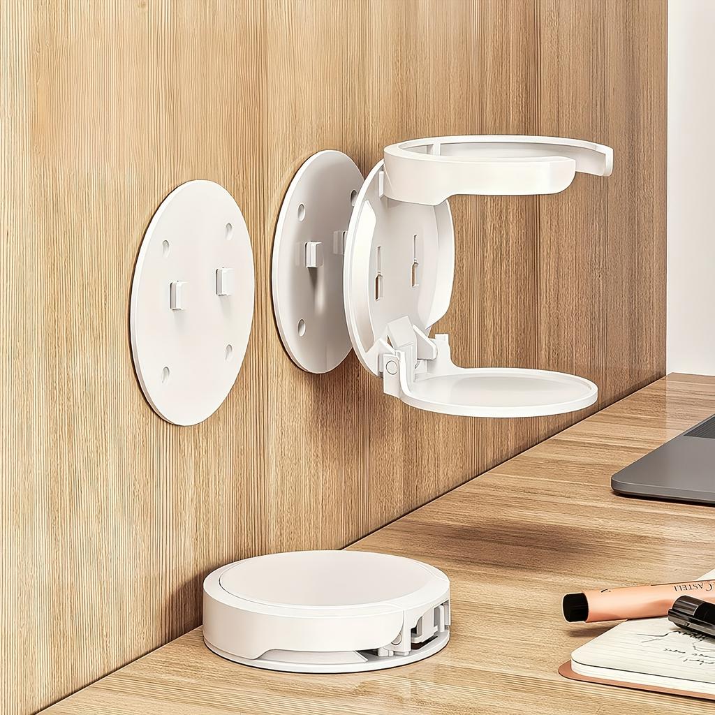 1 st Vit ABS Plast Fällbar Mugghållare | Justerbar Armdesign, Avtagbar & Lätt att Rengöra, Lämplig för Hem/ Kontor/ Sovsal/ Båt/ Husbil