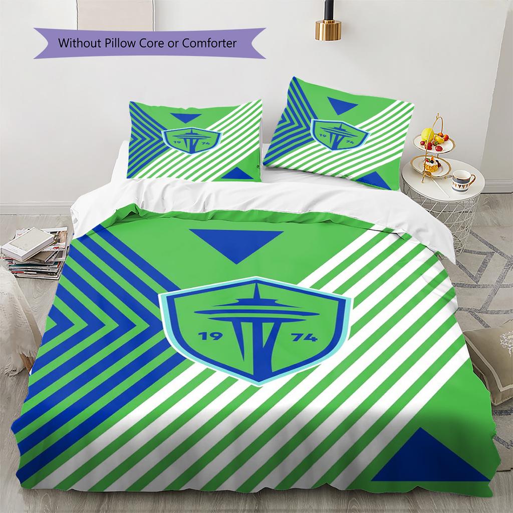 The Seattle Sounders FC Pattern Bedding Set Quilt Cover Pillowcase Home Decor Gift (1 * duvet cover + 2 * pillowcase, without core)
