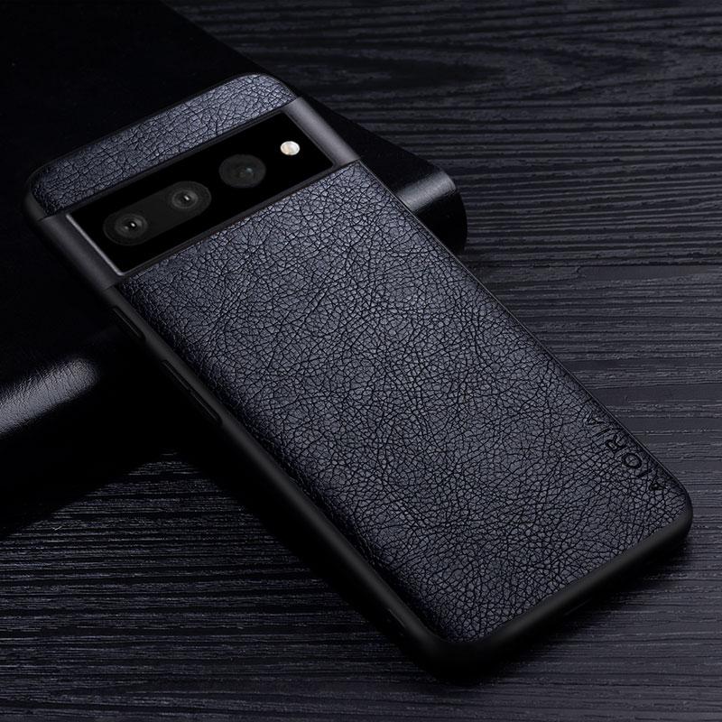 Leather Case for Google Pixel 7 6 Pro Business Style Premium Retro Litchi Pattern Protective Back Cover for Pixel 7A 6A Case