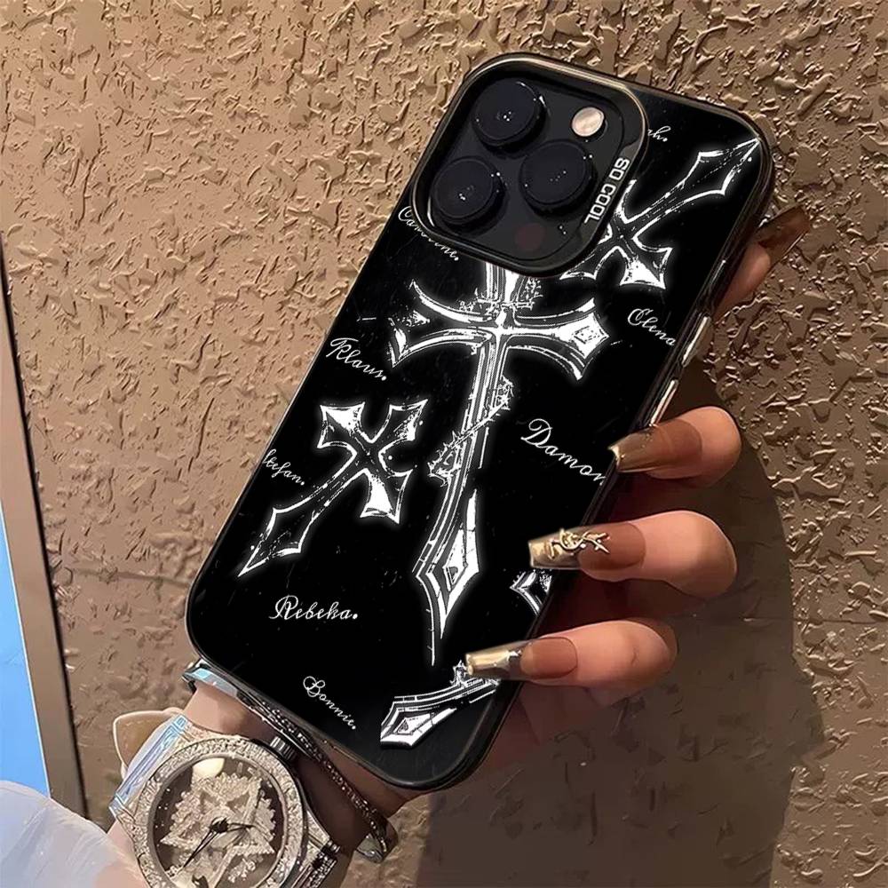 Gothic Cyber Sigil Cross Colorful Phone Case For iPhone 17 16 15 14 13 12 11 Pro Max Plus Matte Cover