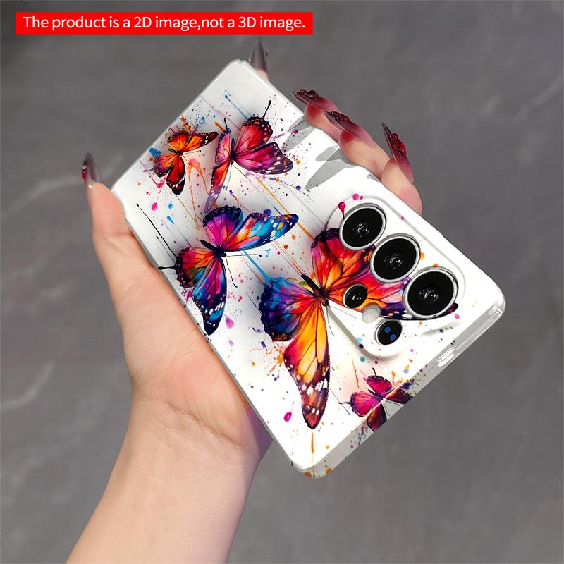2DFlat Samsung Phone Case Vibrant Butterfly Splash Art Phone Case Applicable To Galaxy S22 S23 S24 S25ULTRA S26 A12 A13 A14 A15 A16