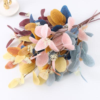 Artificial Flower 3-forked, Fruit-bearing Eucalyptus Leaf Green Plant, Eucalyptus Apple Leaf Wedding Flower Arrangement